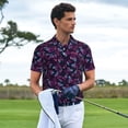 thumbnail image 2 of Wukai Purple Butterfly Men’s Polo Shirts,Quick-Dry Athletic Shirt,Classic Fit Shirts-Small, 2 of 8
