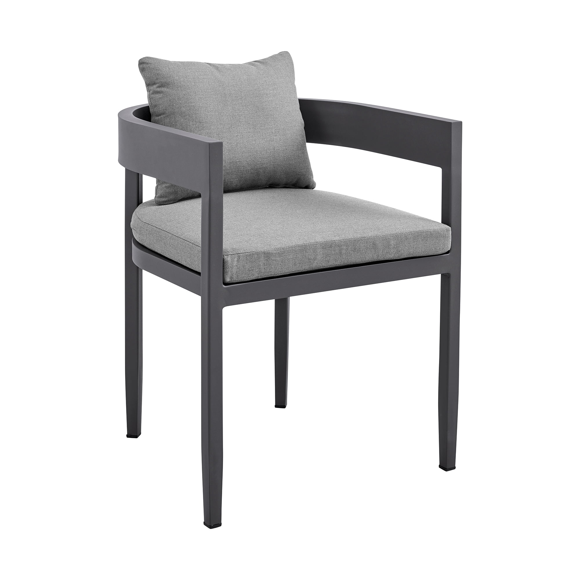 Argiope Outdoor Patio 7-Piece Dining Table Set in Aluminum with Grey Cushions Armen Living