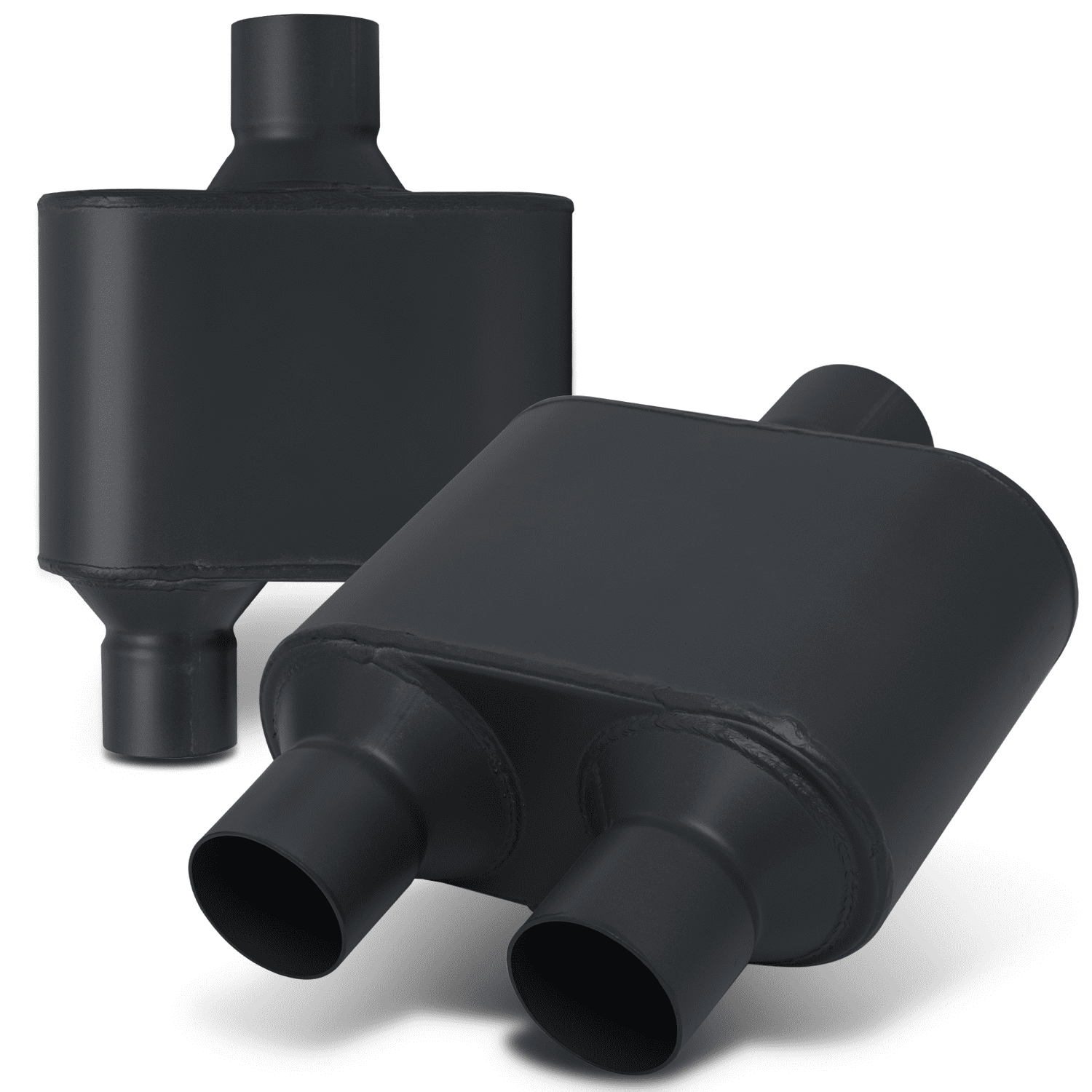 MAUTO Black [CHAMBERED MUFFLER] StraightThrough Round Stainless Steel