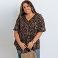 thumbnail image 5 of Anbech V Neck Floral Print Shirt Women Casual Loose Shirred Plus Size Tshirt Tops, 5 of 7