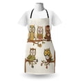 thumbnail image 3 of Owl Lover Apron, Ornamental Birds Sitting on Tree Branches Big Eyes Nocturnal Pastel Deaitls, Unisex Kitchen Bib with Adjustable Neck for Cooking Gardening, Adult Size, Umber and Ivory, by Ambesonne, 3 of 4