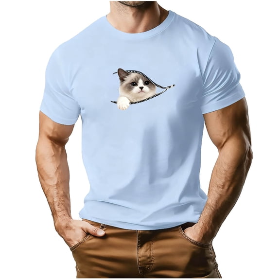 Shirts for Men Cotton,Mens Funny 3D Printed Cartoon Bear T-Shirt Cute Graphic Tee Shirts Short Sleeve Crew Neck Casual Tops