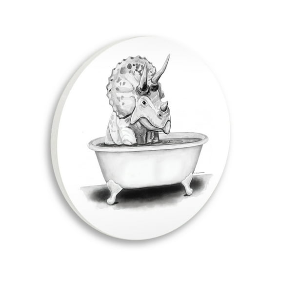 Stupell Triceratops Bathing Tub Dinosaur Animals & Insects Painting Wall Plaque Unframed Art Print Wall Art