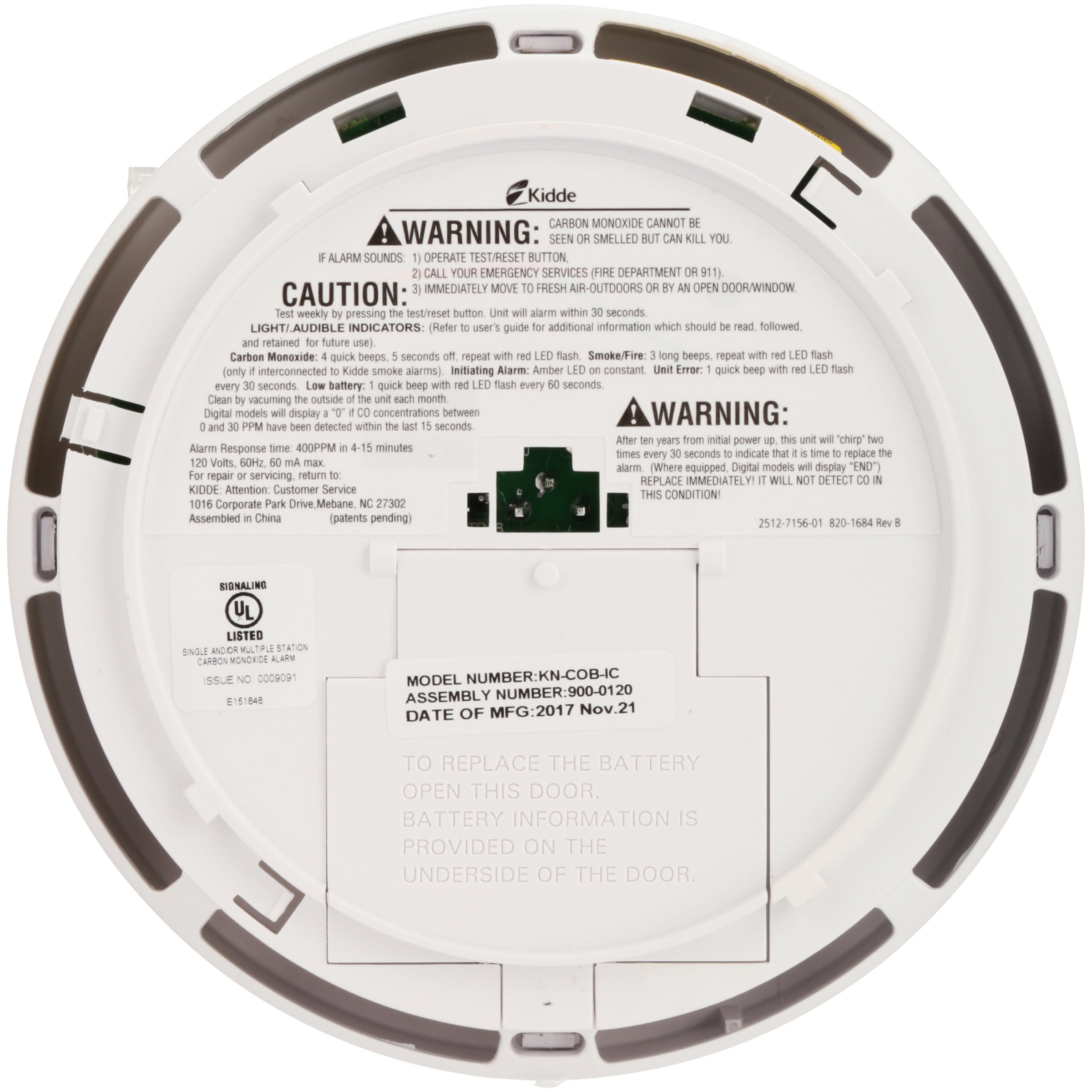 Kidde Hard-Wired w/Battery Back-up Electrochemical Carbon Monoxide Detector