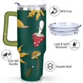 thumbnail image 3 of 40oz Colorful Botanical Mushroom Stainless Steel Flip Straw Tumbler Spill Proof Travel Cup Double Wall Vacuum Insulated Coffee Mug with Top Handle, 3 of 6