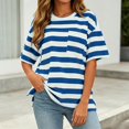 thumbnail image 2 of Jamsmile Women T-Shirts Striped Print Loose Fit Short Sleeve Summer Tee Shirts Tops Casual Oversize Basic Baggy Loose Tops, 2 of 5