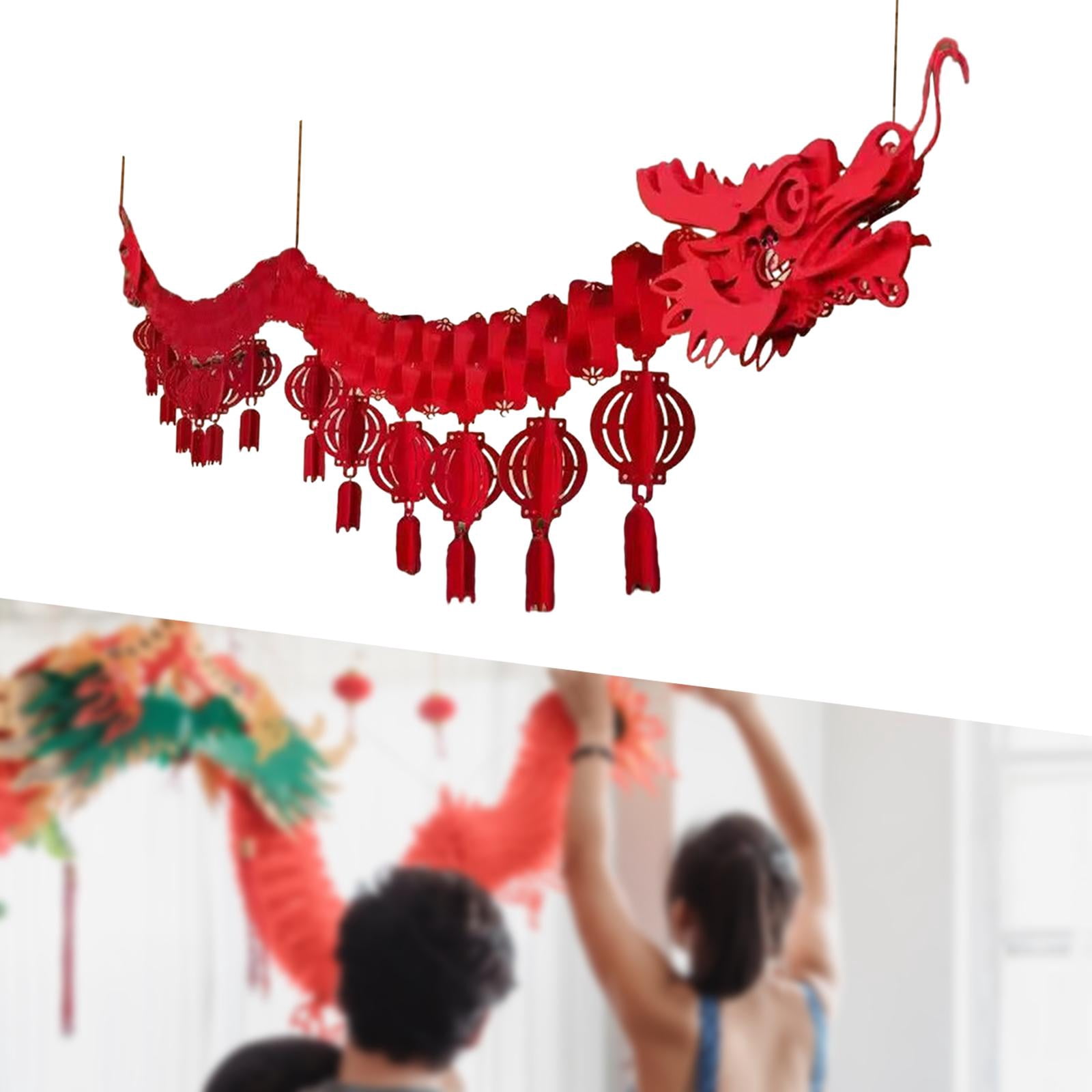 Decoraciones Colgantes De Año Nuevo Chino, Colgantes De Borlas De Dragon 2024 Senal De Puerta Personajes Chinos Fu Para Celebracion De Granja Estilo A