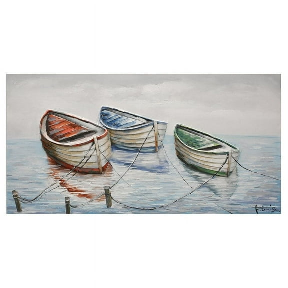 Yosemite Home Decor "Rowboat Harmony II" Wood Wall Art in Multi-Color
