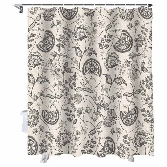 Shower Curtain Grey Pastoral Flowers Shower Curtains for Bathroom Bathtub, Waterproof Fabric Shower Curtain Set with Hooks, Extra Long 72" x 78" Farmhouse Floral