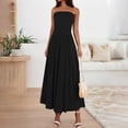 thumbnail image 4 of Endives Women's Shirts Summer Fashion Solid Color One Neck Strapless Waist Long Dress For Women, 4 of 7
