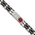 thumbnail image 1 of Bracelet Médical en Acier Inoxydable Caoutchouc Noir Émail Rouge 8.25 Po "Bracelets, 1 of 2