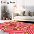 thumbnail image 2 of ODIKA 2'x3' Machine Washable Non-Slip Area Rug, Festive Striped Holiday Motif with Cheerful Bells and Snowflakes High Traffic Rug with Pad, Red, 638555, 2 of 8