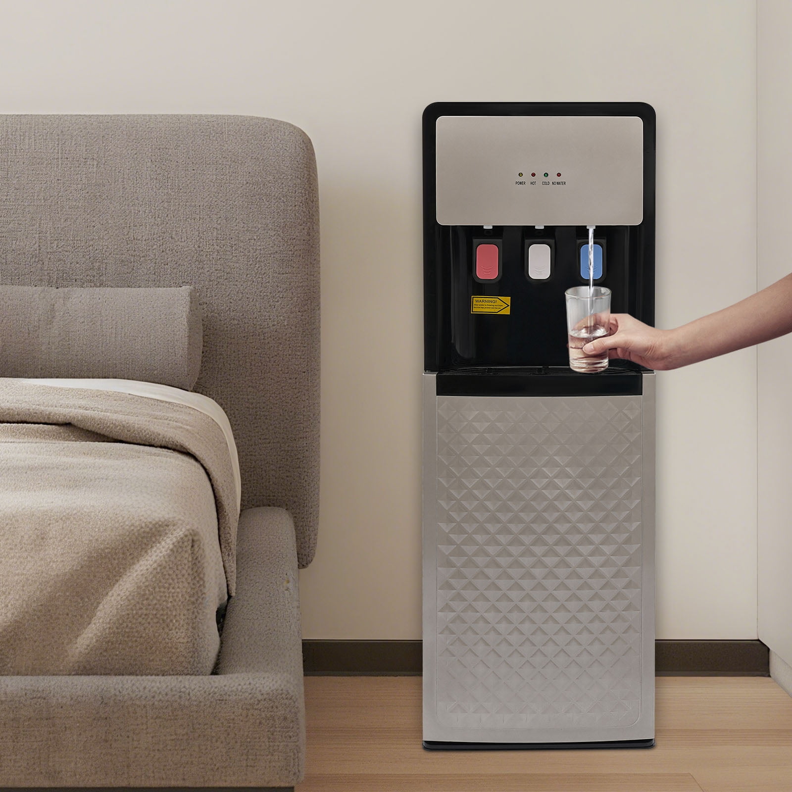 Bottom Loading Water Dispenser with Detachable Water Collection Box, Hot & Cold Standing Water Cooler Dispenser