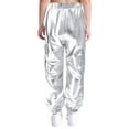 thumbnail image 2 of CHICTRY Shiny Holographic Cargo Pants Girls Boys Jazz Hip-Hop Street Dance Wear Trousers with Pockets Silver 10, 2 of 7