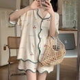 thumbnail image 4 of Pyjama d'Été pour Femmes, Cardigan Étudiant à Manches Courtes, Style ins, Ensemble Deux Pièces, 4 of 6