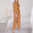 thumbnail image 2 of KLL Hand-drawn Pumpkin with Flowers Print Women's Long Sleeve Pajamas with Pants Sleepwear Loungewear 2 Set-Medium, 2 of 8