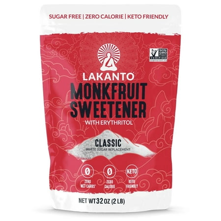 Lakanto Classic Monk Fruit Sweetener - White Sugar Substitute, 2 lbs, 1 Count