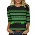 thumbnail image 2 of Ounisa Womens Tops 3/4 Sleeve St. Patrick's Day T-Shirts Crew Neck Spring Graphic Tee Clothes, 2 of 7