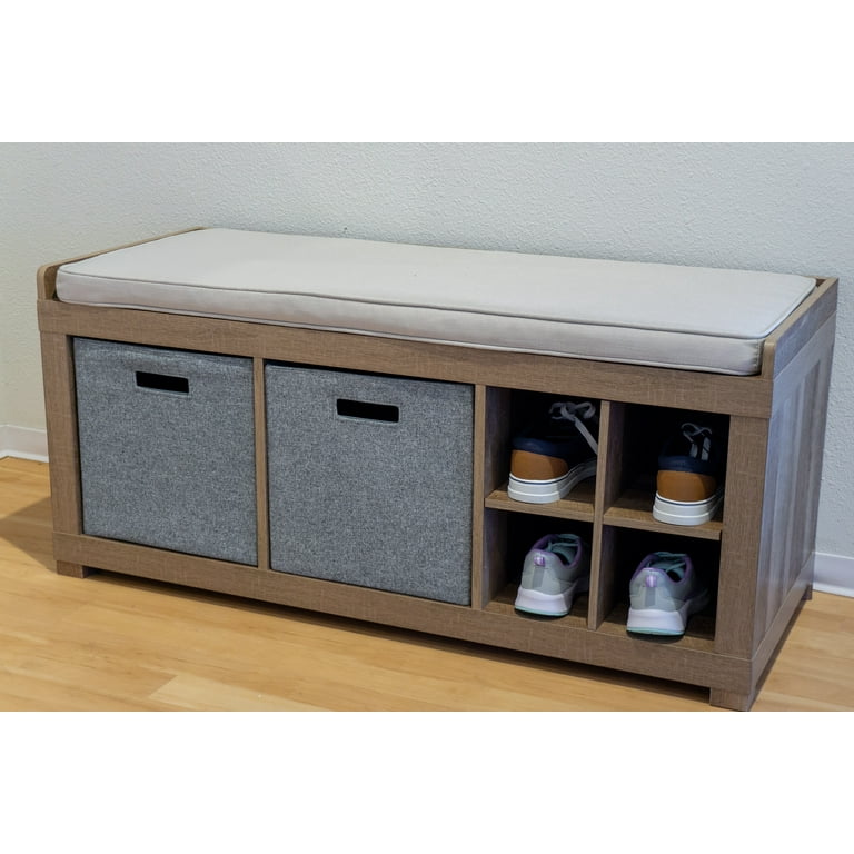  HOMEFORT Shoe Storage Bench, Wooden Shoe Bench with 3-Door  Cabinets, Entry Way Home Organizer Bench, Entryway Bench with Padded  Cushion Seat, Grey Storage Bench for Bedroom. : Home & Kitchen