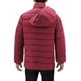 thumbnail image 3 of Men’s Heavyweight Insulated Microfiber Removable Hood Quilted Zip Puffer Jacket (Burgundy, M), 3 of 5