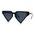 thumbnail image 4 of Retro Fun Flat Top High Temple Triangle Thin Plastic Horn Rim Sunglasses All Black, 4 of 8