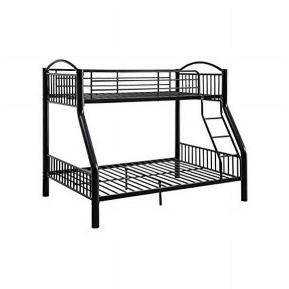 HomeRoots 286161 78 x 56 x 67 in. Twin Over Full Black Bunk Bed