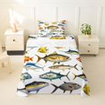 thumbnail image 2 of Manfei Vibrant Ocean Fish Twin Sheets, Marine Animal Bedding, White Blue Orange, 3 Pieces, 1 Flat Sheet, 1 Fitted Sheet and 1 Pillowcase, 2 of 6