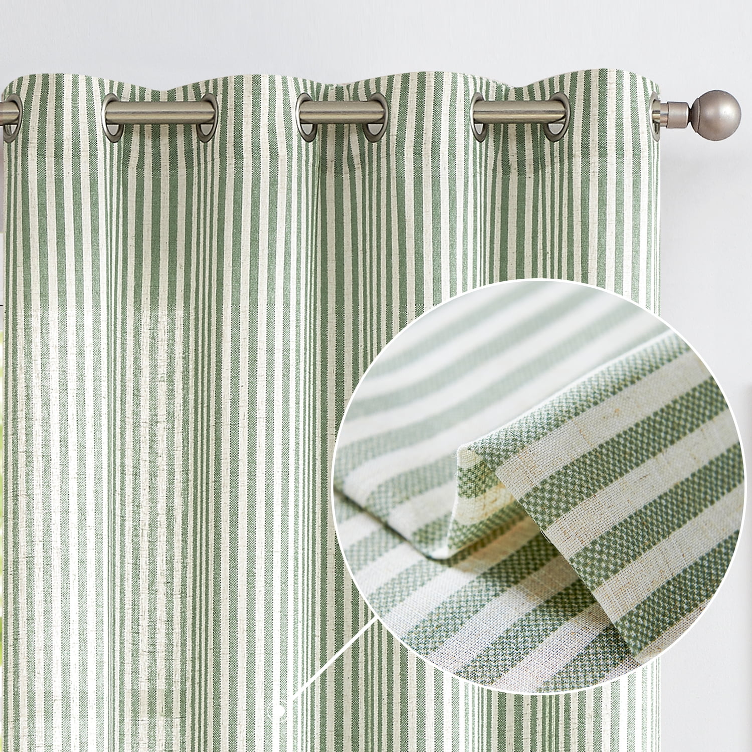 Great Description About Green Ticking Stripe Curtains
