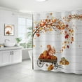 thumbnail image 3 of Bobasndm Shower Curtain Maple Leaves Pumpkin Autumn Fall Flowers Shower Curtain for Thanksgiving Harvest Thanksgiving 70"W x 70"H, 3 of 9