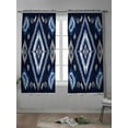 thumbnail image 4 of Boho Navy Blue Grey Curtains 72 Inch Length,Sheer Curtains for Bedroom Living Room Window Ethnic Geometric Vintage Southwestern Rod Pocket Drapes Kitchen Curtains Small Half Window 52"x72" 2 Panels, 4 of 7