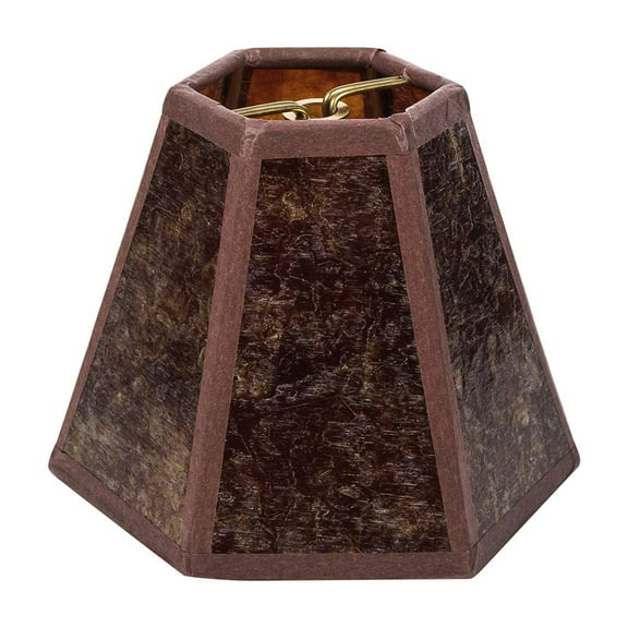 Upgradelights Mica 4 Inch Craftsman Style Hex Clip On Chandelier Lampshade in Amber 2.75 x 4 x 3.25