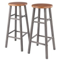 Winsome Wood Huxton 2-PC Bar Stools, Oyster Gray & Teak Finish