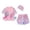 1-Pink1546, variant on Tiijoy Girl's Swimsuit Cute Cartoon Short Sleeve Rash Guard Shorts Swim Cap, 3-Piece, Sizes 3-12