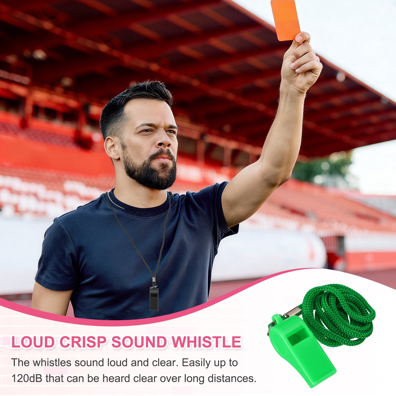 Uxcell Plastic Whistles with Lanyard, Training Sports Gather Whistles Loud Crisp Sound Colorful Bulk Whistle 36 Pcs & Green -Fitting for (Coaches/Referee/Outsides/Team Events)