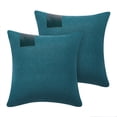 thumbnail image 3 of ZOPZO Decorative Throw Pillow Covers Pack of 2, Peacock Blue, 16x16 Inch, Linen Cushion Cases with Leather Label, Boho Accent for Sofa Couch Bed, 3 of 8