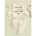 thumbnail image 2 of Bagilaanoe 2PCS Toddler Baby Girl Pants Set Letter Print Long Sleeve Sweatshirt Tops + Sweatpants 3M 6M 12M 18M 24M 3T Kids Casual Sweatsuits, 2 of 9