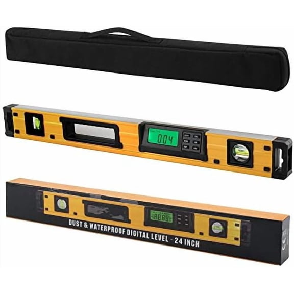 24-Inch Digital Torpedo Level and Protractor | Neodymium Magnets | Bright LCD Display | IP54 Dust/Water Resistant smart level with Carrying Bag$$Tools