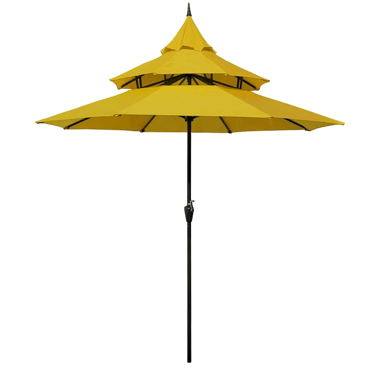bj patio umbrella Berkley Jensen 15' Twin Umbrella with Stand - Beige