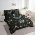 thumbnail image 3 of jejeloiu Chic Blue Moth 7pcs Bedding Comforter Set,Vintage Country Floral Queen Bedding Sets,Gold Boho Snake Queen Sheet Sets For Teens,Microfiber Bedroom Decor Reversible, 3 of 8