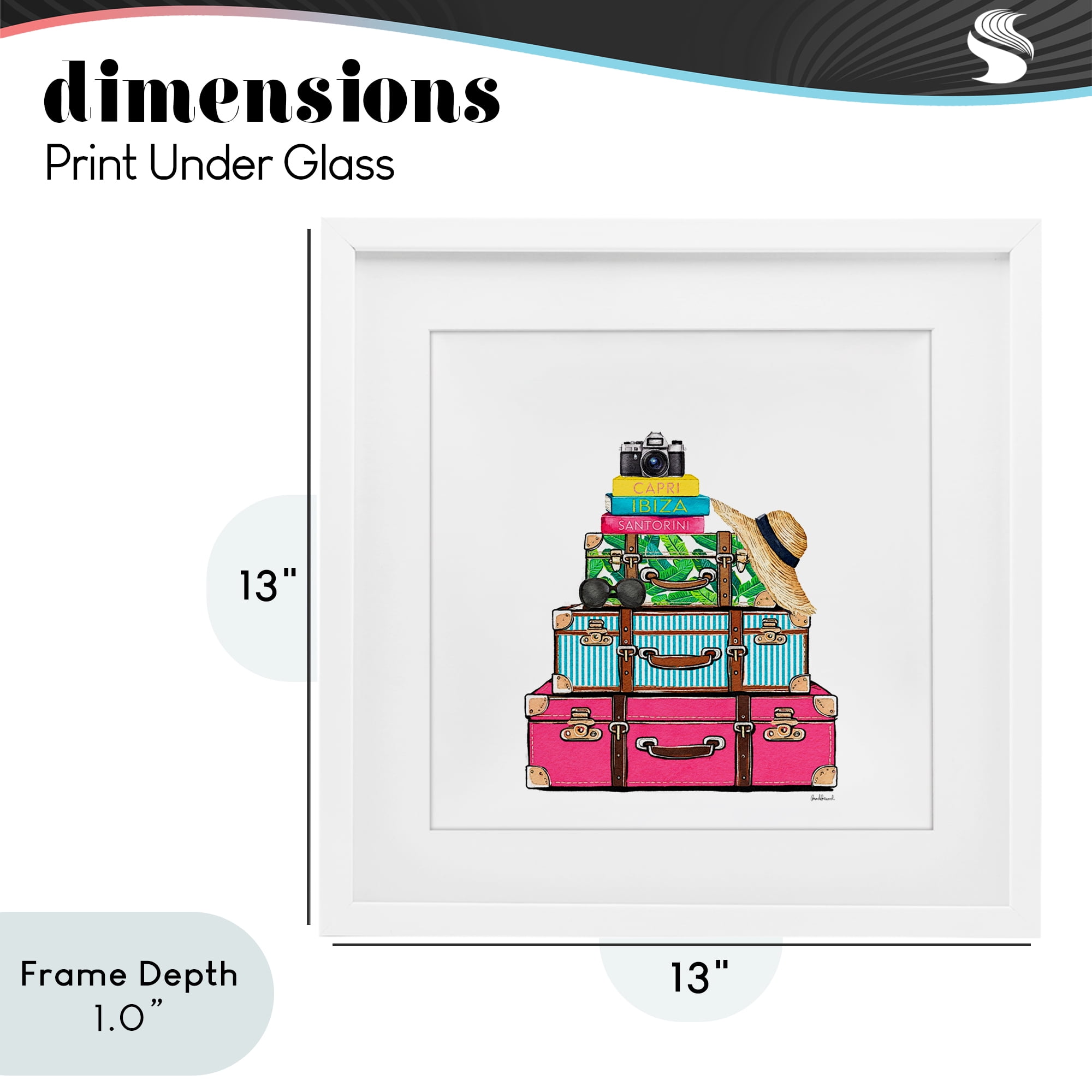 Stupell Industries Glam Travel Suitcases White Framed Print Under Glass, design by Amanda Greenwood