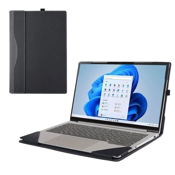 Laptop Cover Case for HP 14-DQxxxx / 14-DRxxxx /14-FQxxxx / 14-FRxxxx Series [not Compatible with Any Other Model] 2-in-1 PU Leather Detachable Notebook Sleeve(Black)