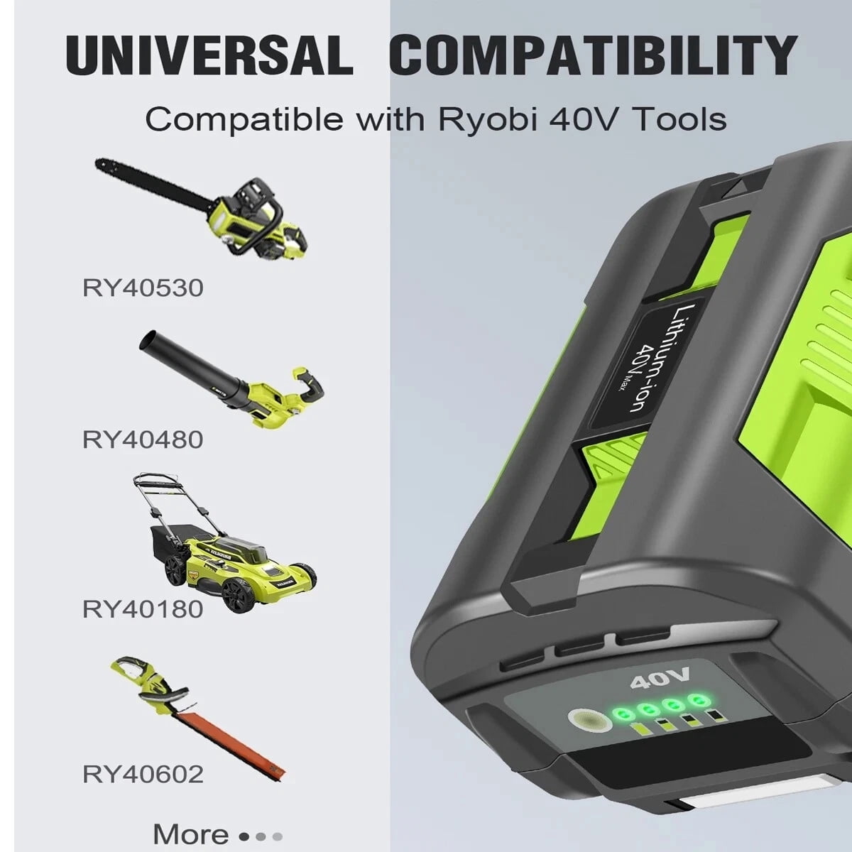 8.0Ah 40V replace Ryobi 40V battery compatible with Ryobi 40V battery OP40401 OP4060