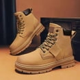 thumbnail image 6 of RotHome Men’s Leather Combat Boots Platform Chunky Lug Sole Lace-up High Top Ankle Booties Non-Slip Round Toe Business Casual Work Boots, 6 of 6