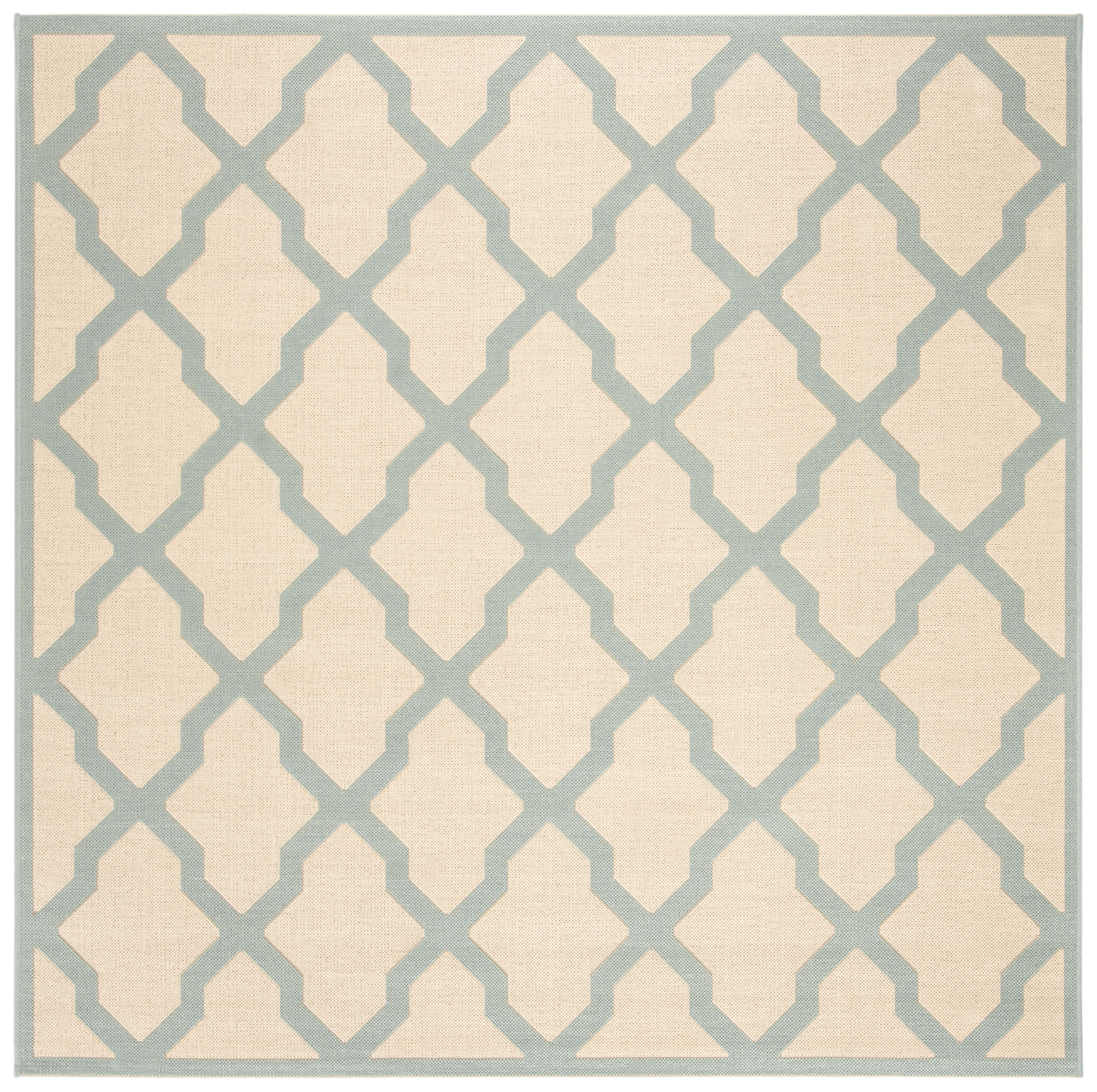 Safavieh Linden Gamal Geometric Indoor/Outdoor Area Rug, Cream/Aqua, 6'7" x 6'7" Square