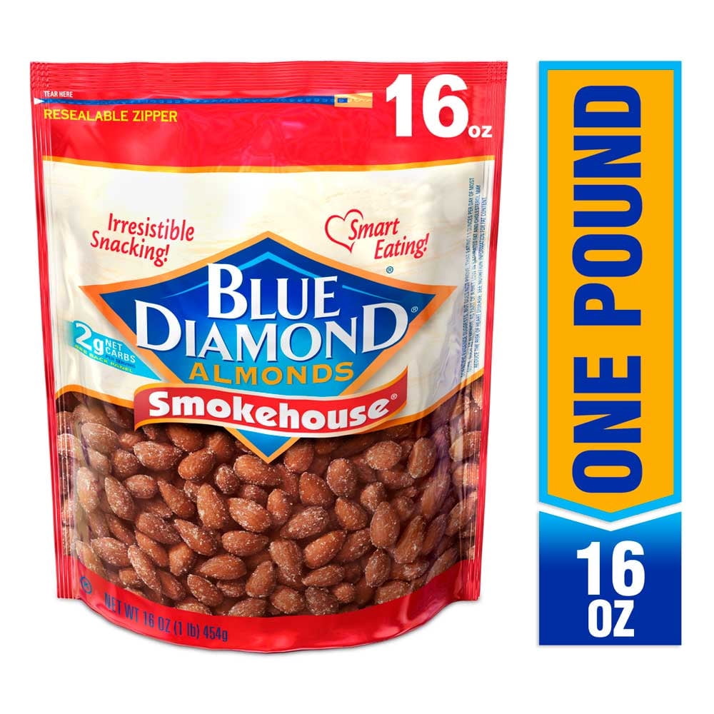 Blue Diamond Almonds Gluten Free Smokehouse Flavored Snack Nuts, 16oz (4 Pack)