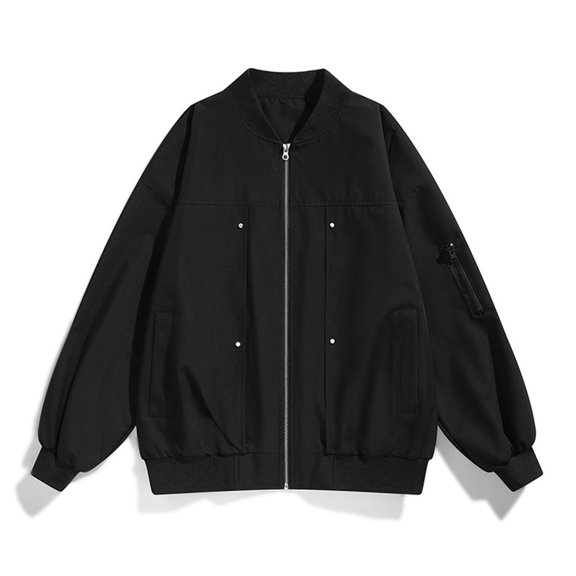 BADHUB Men's Saving Lightweight Jacket for Men Casual Bomber Jacket Solid Color Stand Collar Full Zip Jacket Windproof Stylish Coat Lightning Clearance 2024 M-4XL