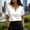White, variant on CYMMPU Women's Summer Solid Color V Neck Pearl Embellished Top, Professional Casual Short Sleeve Office Blouse Tee Navy M