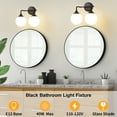 thumbnail image 4 of Deyidn 2-Light Black Modern Vanity Light, 14 Inch Dimmable Bathroom Light Fixture with Opal Glass Globes for Mirror, 4 of 9