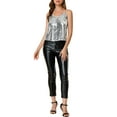 thumbnail image 3 of INSPIRE CHIC Women's Sequin Spaghetti Strap Crop Camisole Tank Tops XL Silver, 3 of 9