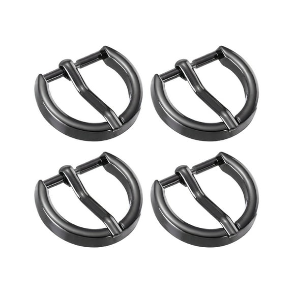 Uxcell Metal Roller Buckle, 4Pack 0.79 Inch Single Prong Belt Buckle Semicircular Buckles for Leather Craft Accessories Belt, Black